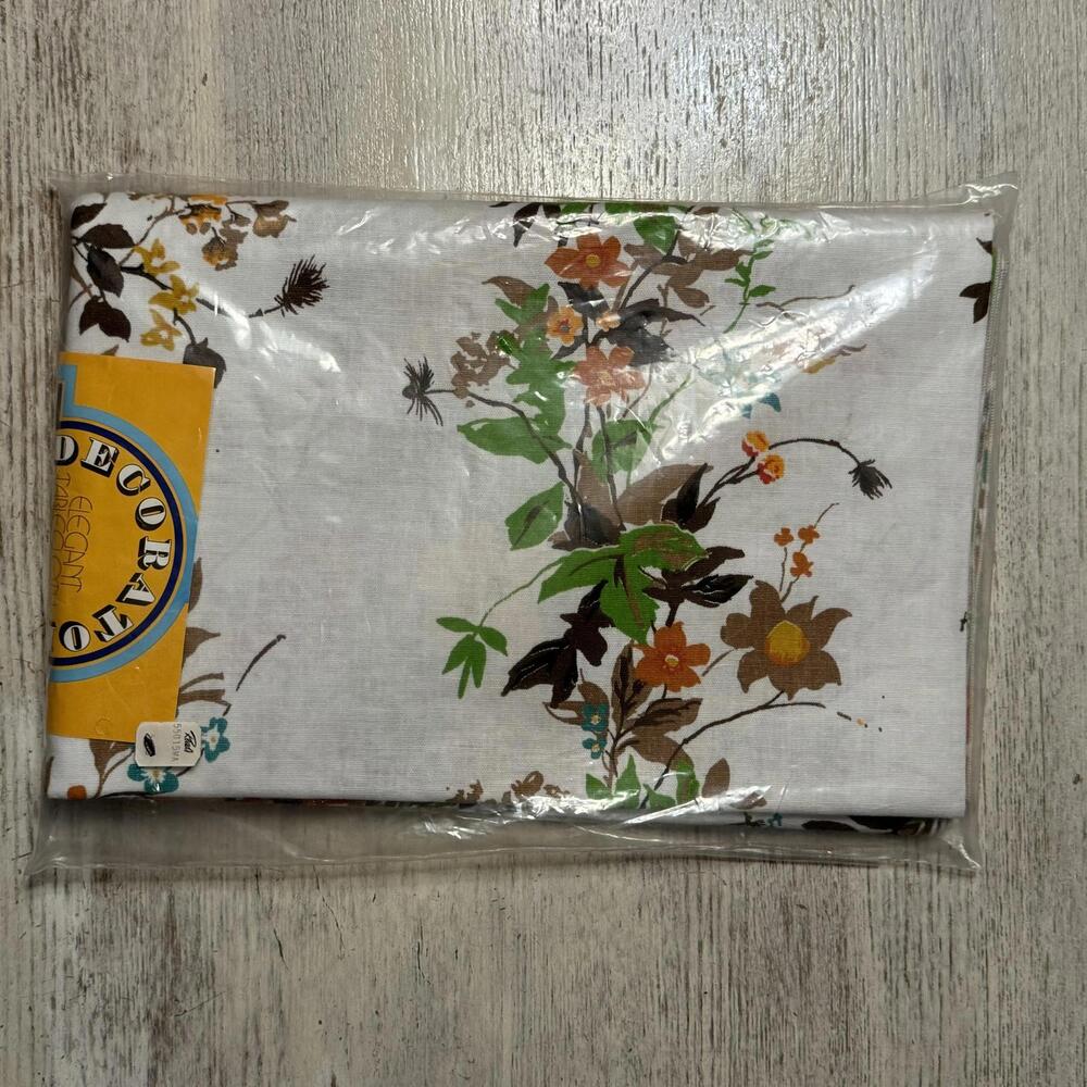 54 by 72 inch New Vintage Fall Gold Green Brown Blue Floral Table Linen Cloth
